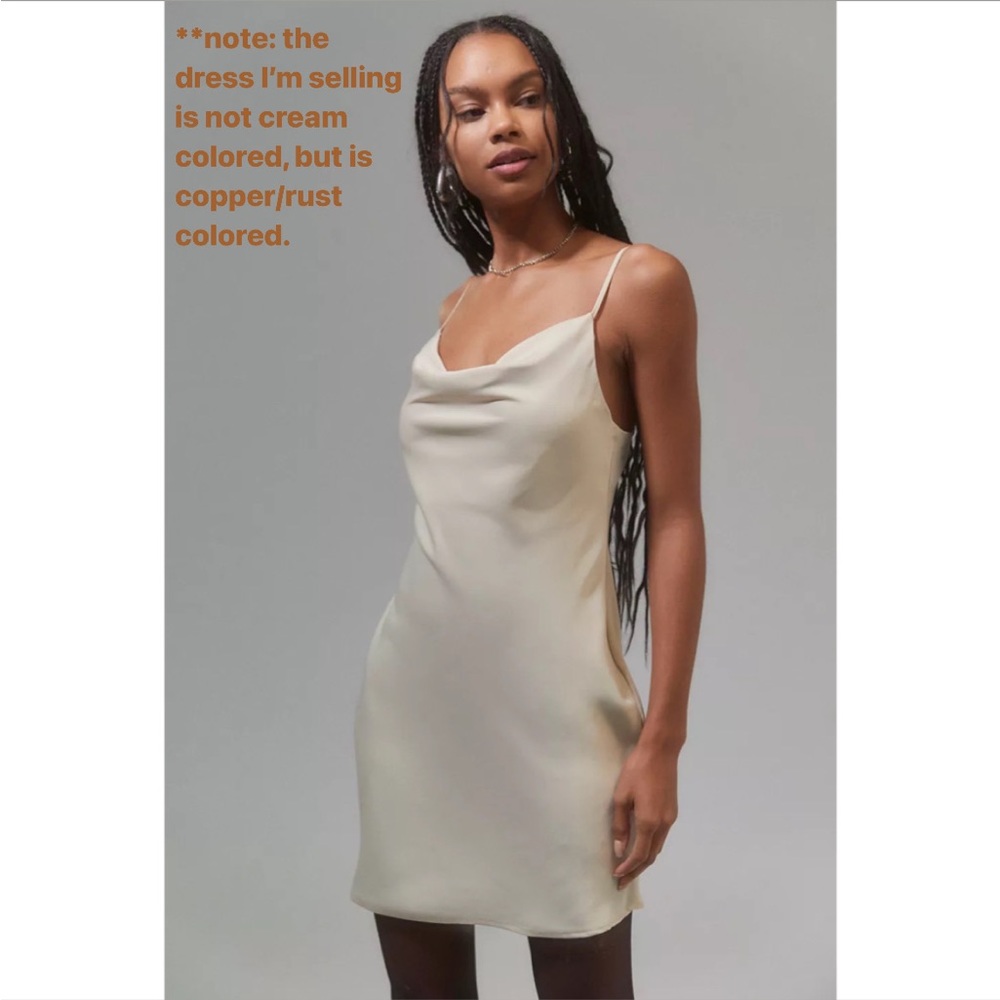 UO Copper Colored Cowl Neck Slip Dress